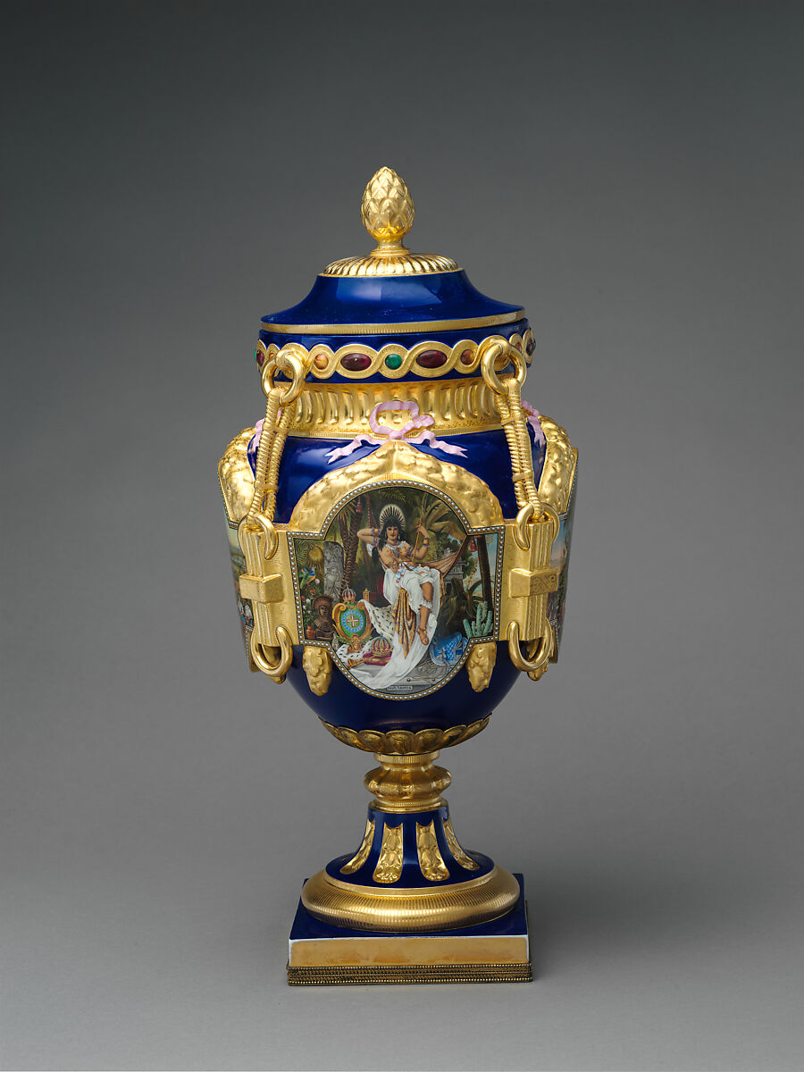 Vase (New World), Decorated by Joseph S. Potter (1822–1904), Porcelain with enameled and gilded decoration, American