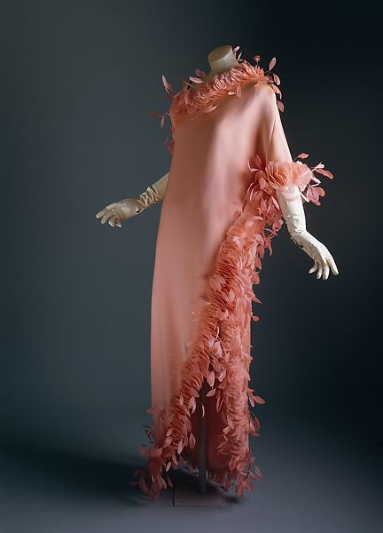 Evening dress, House of Givenchy (French, founded 1952), silk, feathers, French 