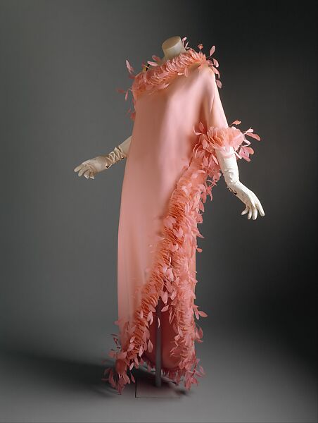 Evening dress, House of Givenchy (French, founded 1952), silk, feathers, French