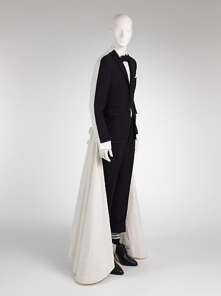 Ensemble, Thom Browne (American, born 1965), (a) wool, cotton, silk, synthetic; (b) wool, metal; (c) cotton, silk; (d) wool, cotton, cupro; (e, f) cotton, nylon, silk; (g, h) leather, silk, American 