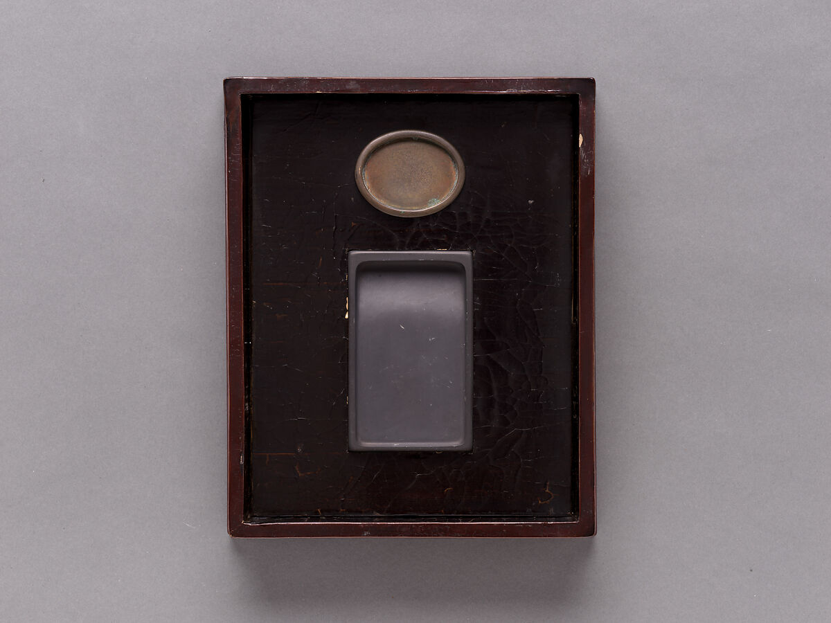 Writing box with decoration of grapes and squirrels, Black lacquer with mother-of-pearl inlay and gold painting, Japan (Ryūkyū Islands)