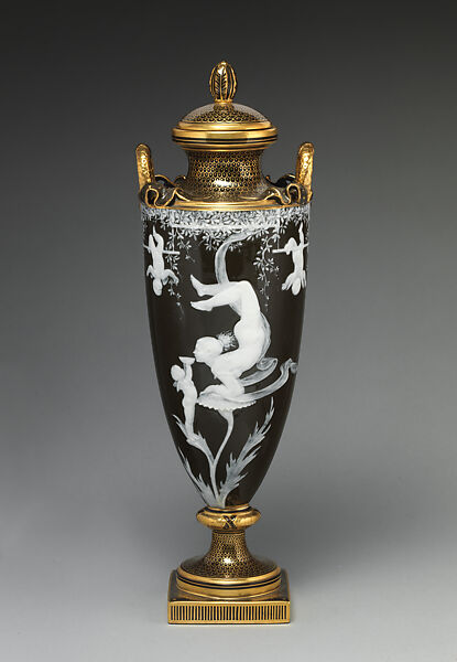 Vase and cover, Minton(s) (British, Stoke-on-Trent, 1793–present), Pâte-sur-pâte porcelain, British, Stoke-on-Trent, Staffordshire 