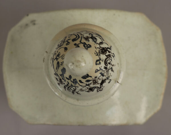 Tea caddy with “The Tea Party” and “The Shepherd”, Josiah Wedgwood (British, Burslem, Stoke-on-Trent 1730–1795 Burslem, Stoke-on-Trent), Creamware; transfer printed, British, Etruria, Staffordshire