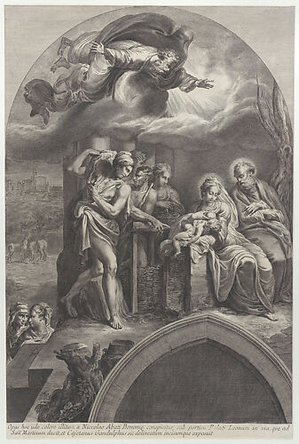 The Adoration of the Shepherds, with God the Father overhead