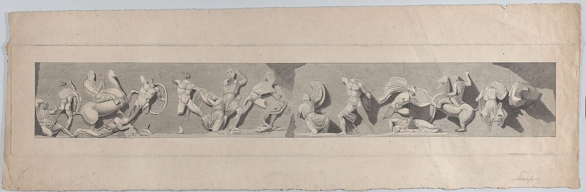 Relief from the Frieze of the Temple of Victory Apteros, William Sharp (British, London 1749–1824 London), Engraving 