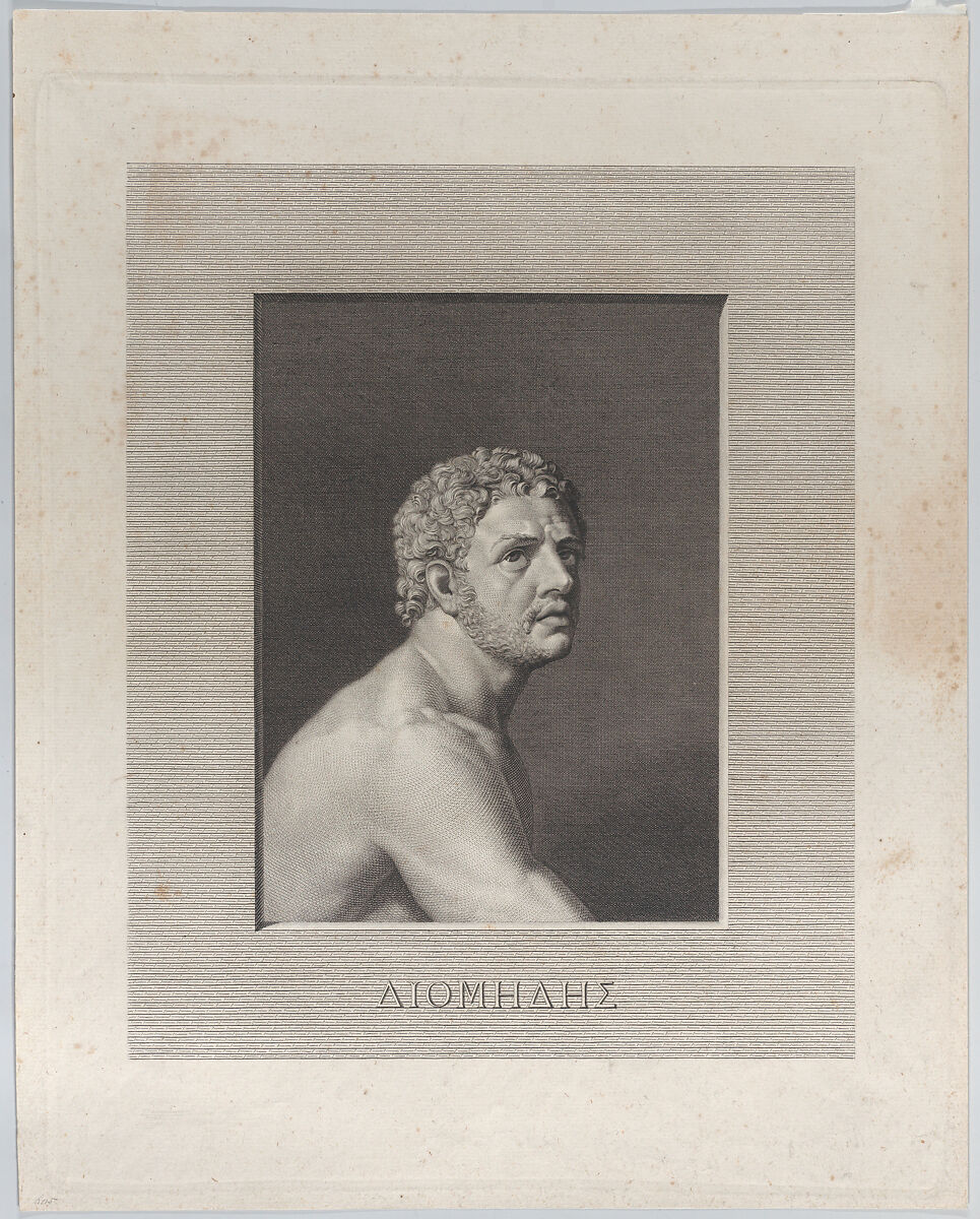 Diomedes, bust and shoulders, Johann Heinrich Wilhelm Tischbein (German, Haina 1751–1829 Eutin), Engraving 