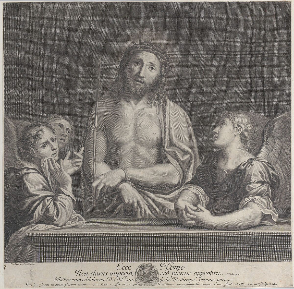 Ecce Homo with three angels, Etienne Picart (French, Paris 1632–1721 Amsterdam), Engraving 