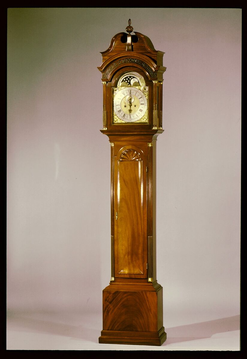 Tall Clock, William Claggett (1696–1749), Mahogany, red maple, tulip poplar, American 