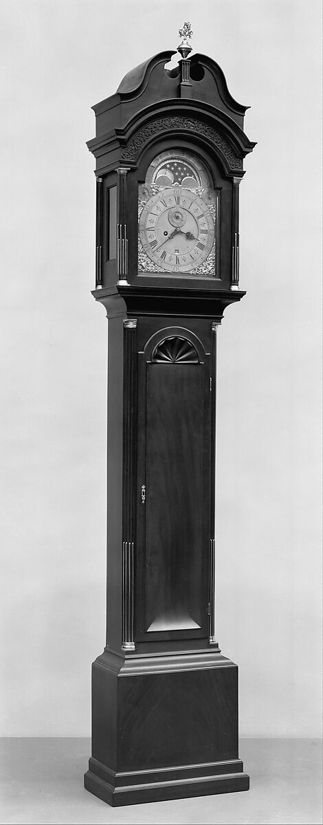 Tall Clock, William Claggett (1696–1749), Mahogany, red maple, tulip poplar, American