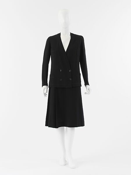 Suit, House of Chanel (French, founded 1910), wool, plastic (cellulose nitrate), French