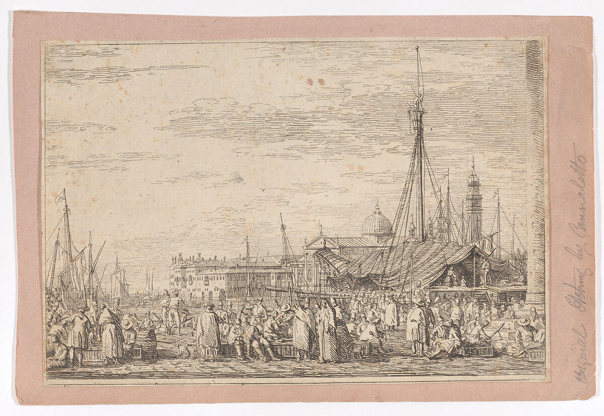 The market on the Molo in Venice, Canaletto (Giovanni Antonio Canal) (Italian, Venice 1697–1768 Venice), Etching 