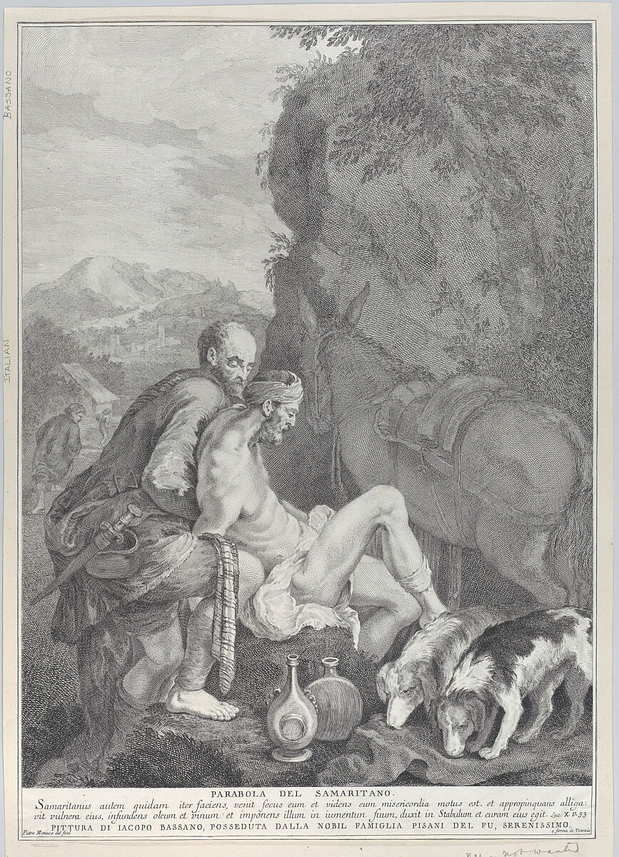 The Good Samaritan, Pietro Monaco (Italian, Belluno 1707–1772 Venice), Engraving 
