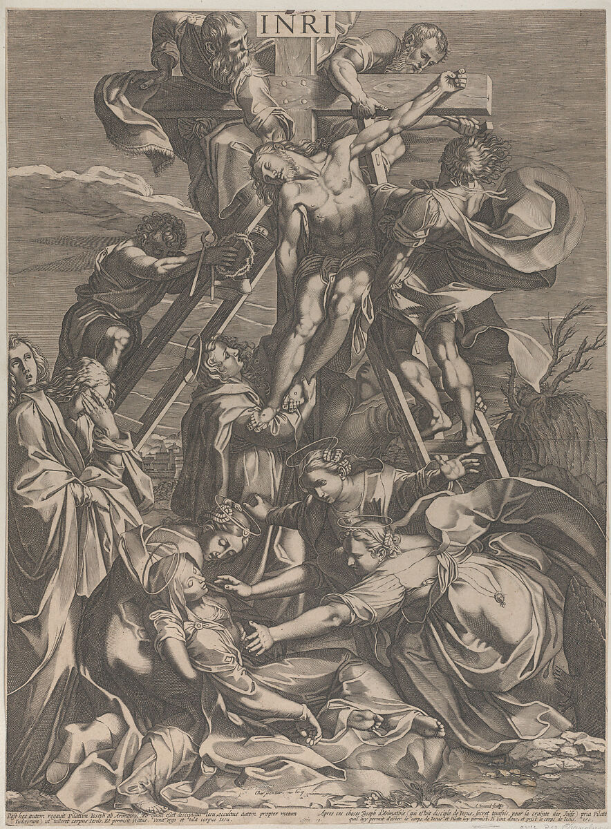 The Descent from the Cross, Charles David (French, Paris ca. 1595–ca. 1634 Paris), Engraving 