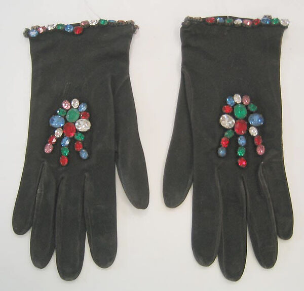 Evening ensemble, House of Chanel (French, founded 1910), silk, plastic, suede, glass, French