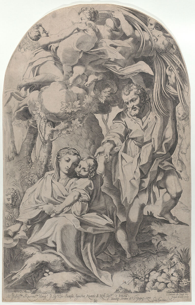 The rest on the flight into Egypt, Francesco Brizio (Italian, Bologna ca. 1574–1623 Bologna), Engraving 