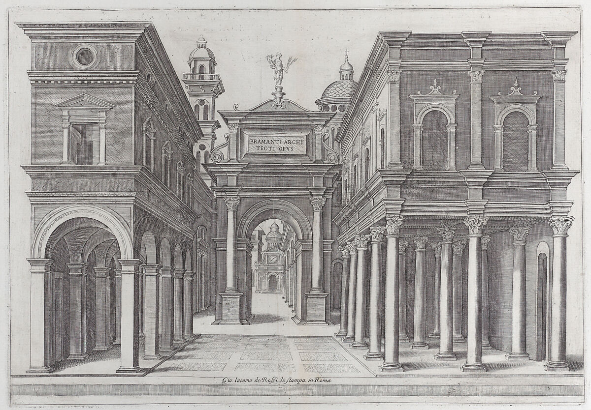 School of Donato d Agnolo Bramante A street with buildings