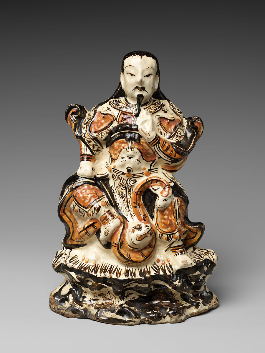 Daoist Deity Zhenwu, Stoneware with overglaze enamel decoration (Cizhou ware), China 