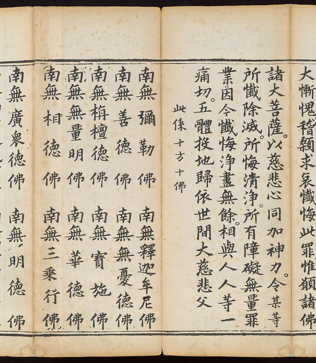 Sutra of the Repentance Ritual of Great Compassion (Cibei daochang chanfa), Volume 1, Woodblock printed book, China
