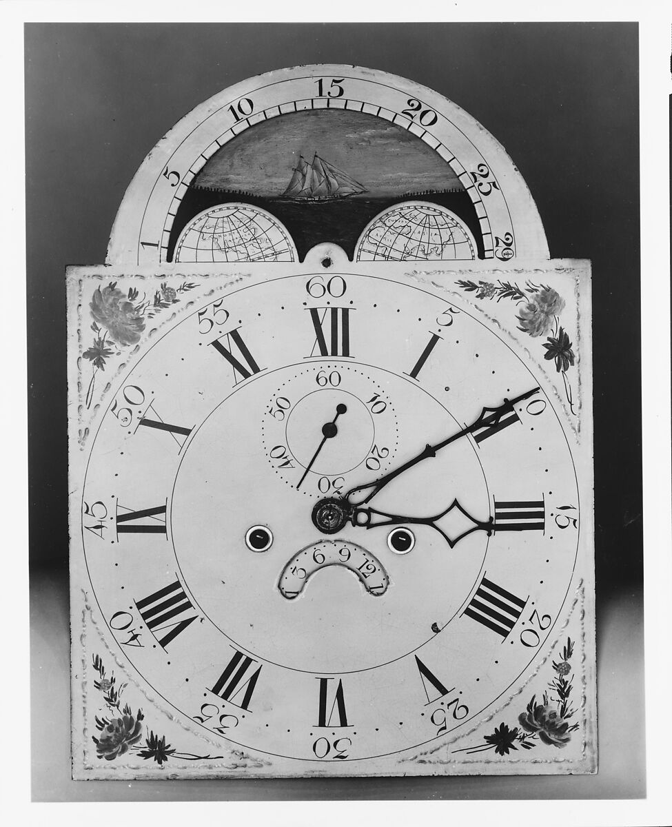 Tall clock, James Dinsmore (active ca. 1803–1823), Cherry, mahogany with maple, white pine, yellow poplar, American