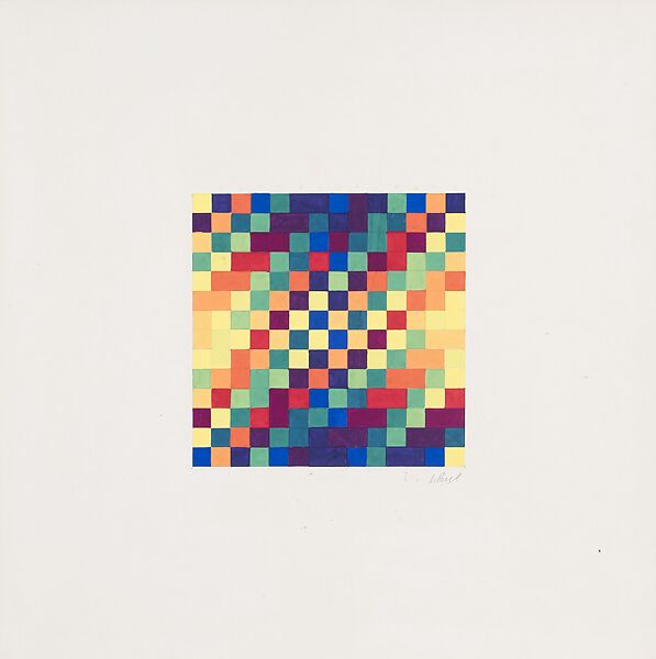 14 Colors - Diagonal, Julio Le Parc (Argentine, born Mendoza, 1928), Opaque watercolor with graphite on board  