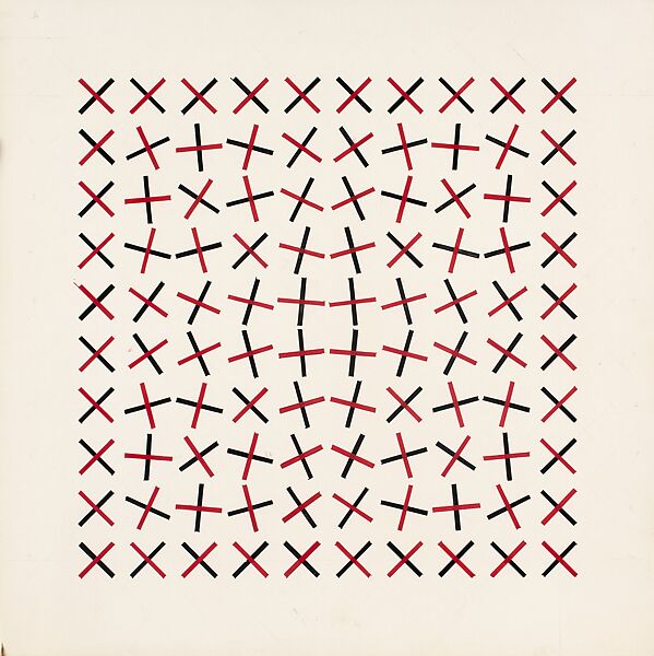 Rotation in Red and Black, Julio Le Parc (Argentine, born Mendoza, 1928), Opaque watercolor with graphite on board 