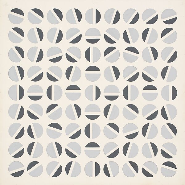 Rotation of Fractioned Circles, Julio Le Parc (Argentine, born Mendoza, 1928), Opaque watercolor with graphite on board 