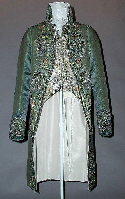 Ensemble, silk, metal thread, French