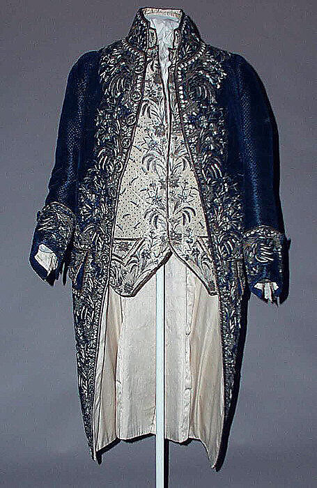 Court suit, silk, metallic thread, paste, French