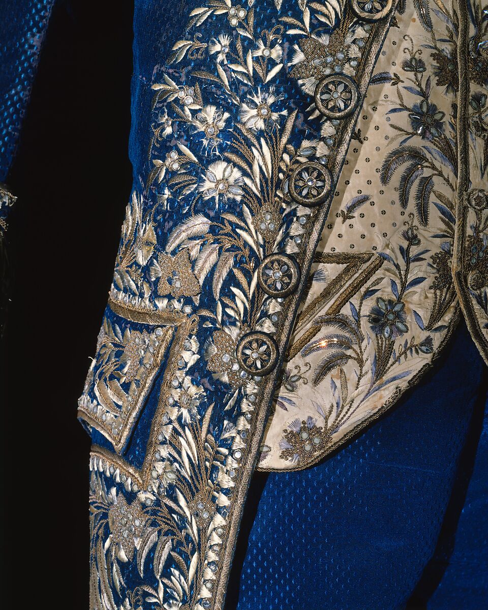 Court suit, silk, metallic thread, paste, French