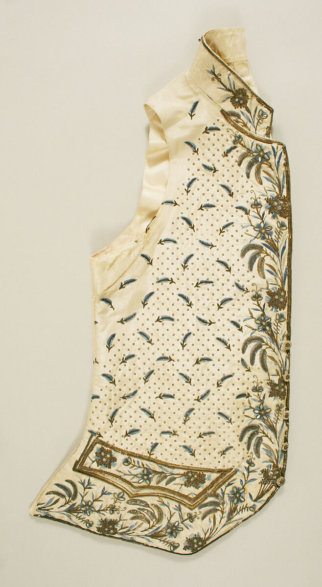 Court suit, silk, metallic thread, paste, French