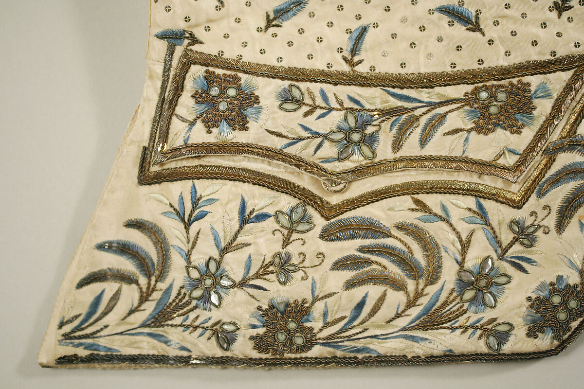 Court suit, silk, metallic thread, paste, French