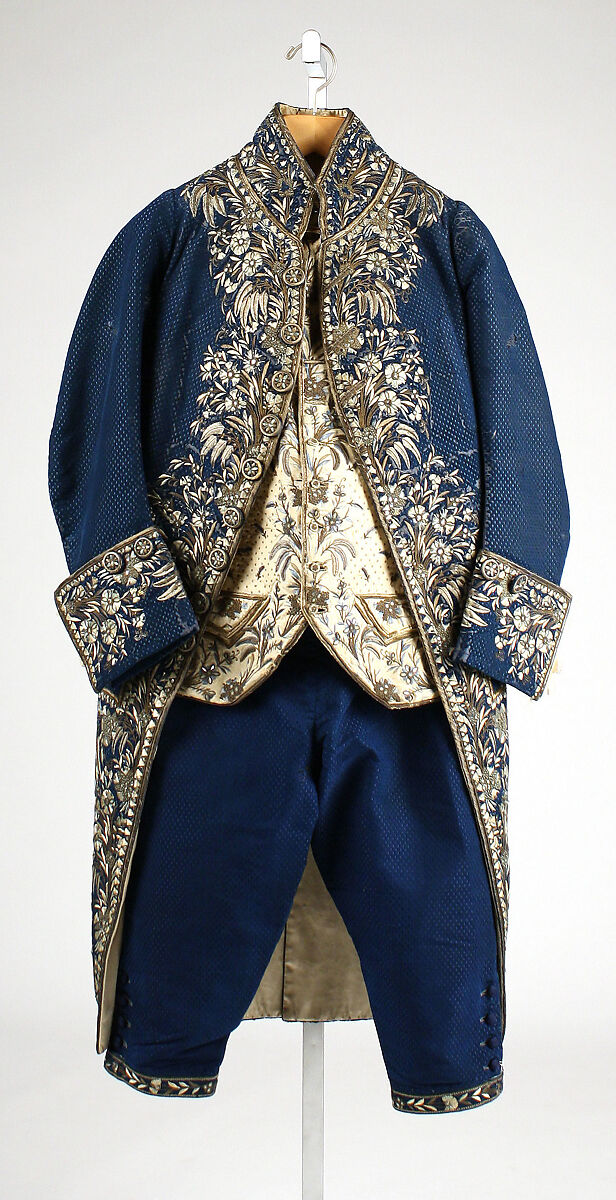 Court suit, silk, metallic thread, paste, French