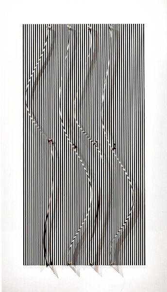 Form in Contortion over Thread (Forme en Contorsion sur Trame), Julio Le Parc (Argentine, born Mendoza, 1928), Wood, metal, motor, silkscreen on cardboard, and acrylic on wood, N/A. 