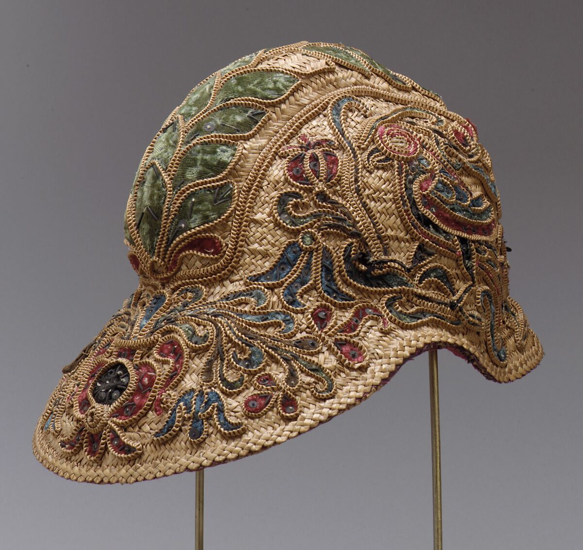 Helmet, straw, metal, silk, Spanish 