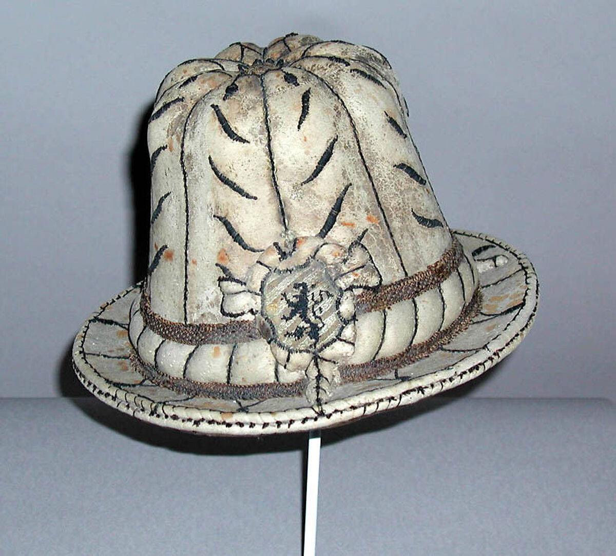 Hat, leather, silk, probably Austrian 