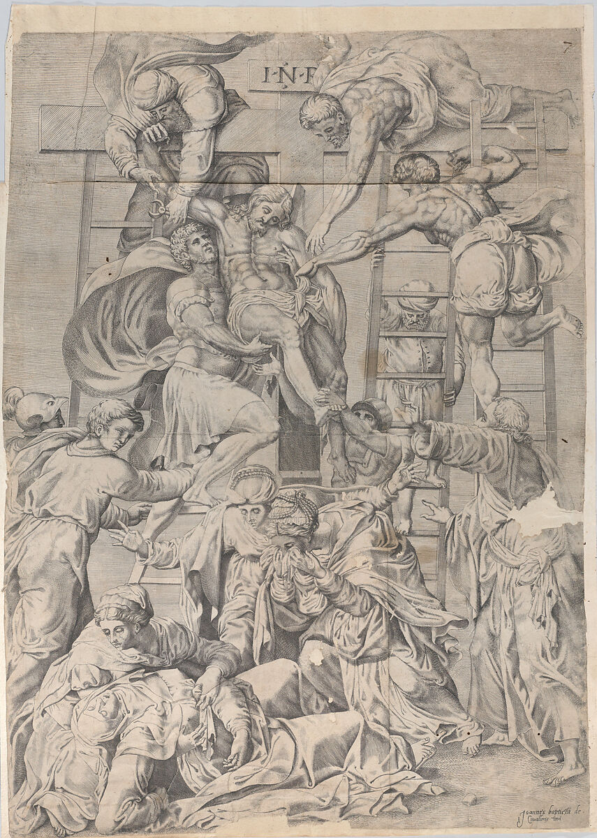 The Descent from the Cross, Giovanni Battista Cavalieri (Italian, near Trent ca. 1525–1601 Rome), Engraving 