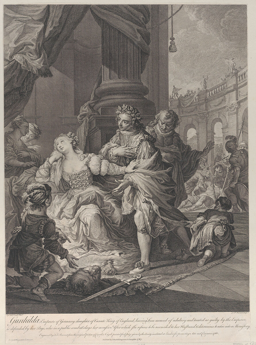Gunhilda accused of adultery, Simon Francis Ravenet, the elder (French, Paris 1706–1774 London), Engraving 