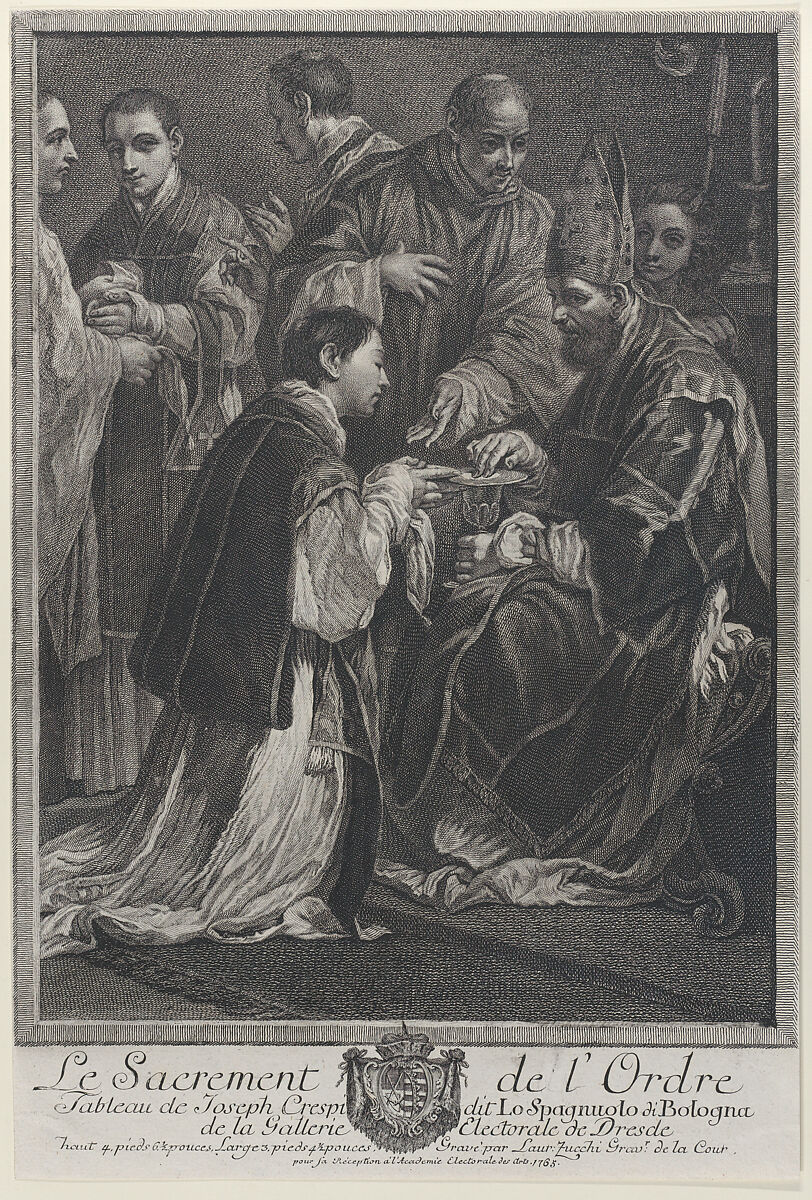 Ordination, from "The Seven Sacraments", Lorenzo Zucchi (Italian, Venice 1704–1779 Dresden), Etching 