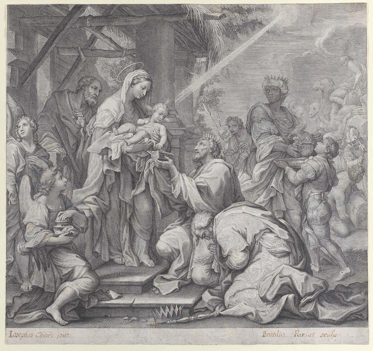 The Adoration of the Magi, Benoit Farjat (French, 1626–1724), Engraving 