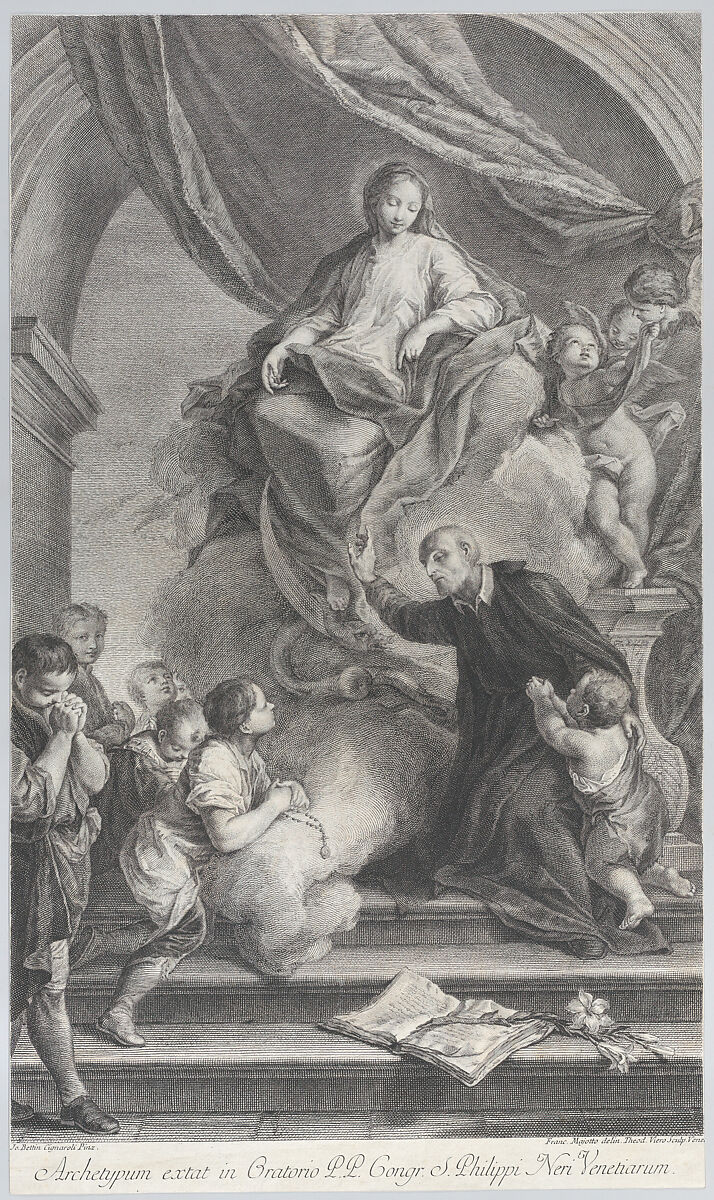 The Virgin appearing to San Filippo Neri, Teodoro Viero (Italian, Bassano 1740–1819 Venice), Etching and engraving 