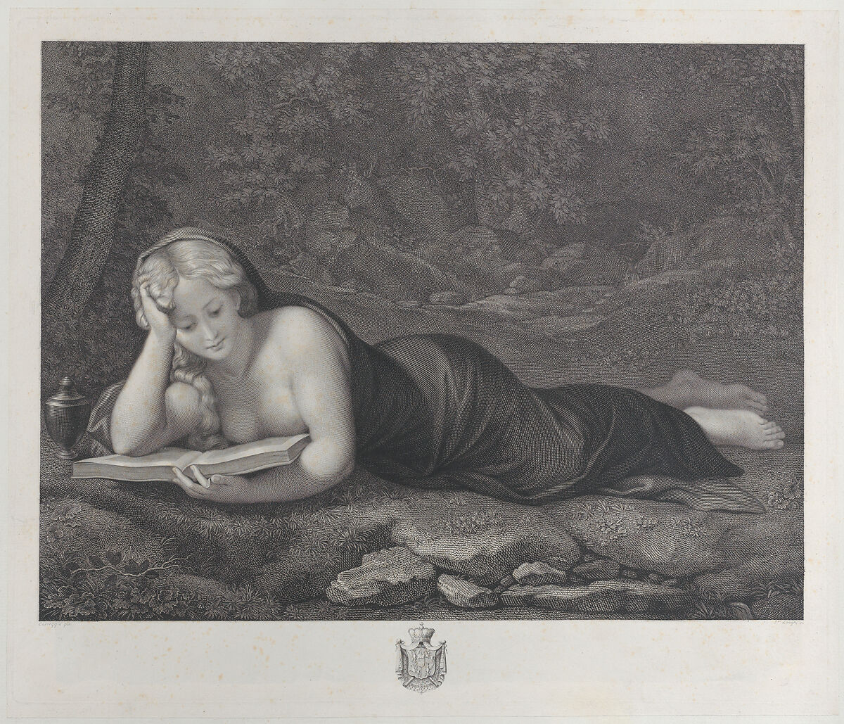 Mary Magdalene in penitence in the desert, Giuseppe Longhi (Italian, Monza 1766–1831 Mailand), Engraving 