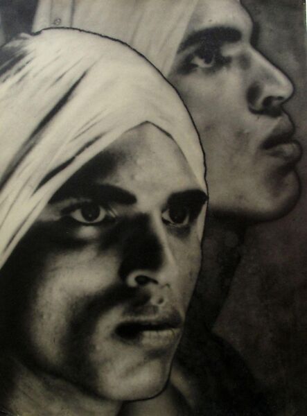 Untitled (Portrait and Profile with Turban), Lionel Wendt (Sri Lankan, Colombo 1900–1944 Colombo), Solarized gelatin silver print, montage 