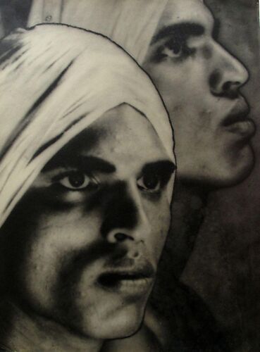 Untitled (Portrait and Profile with Turban)