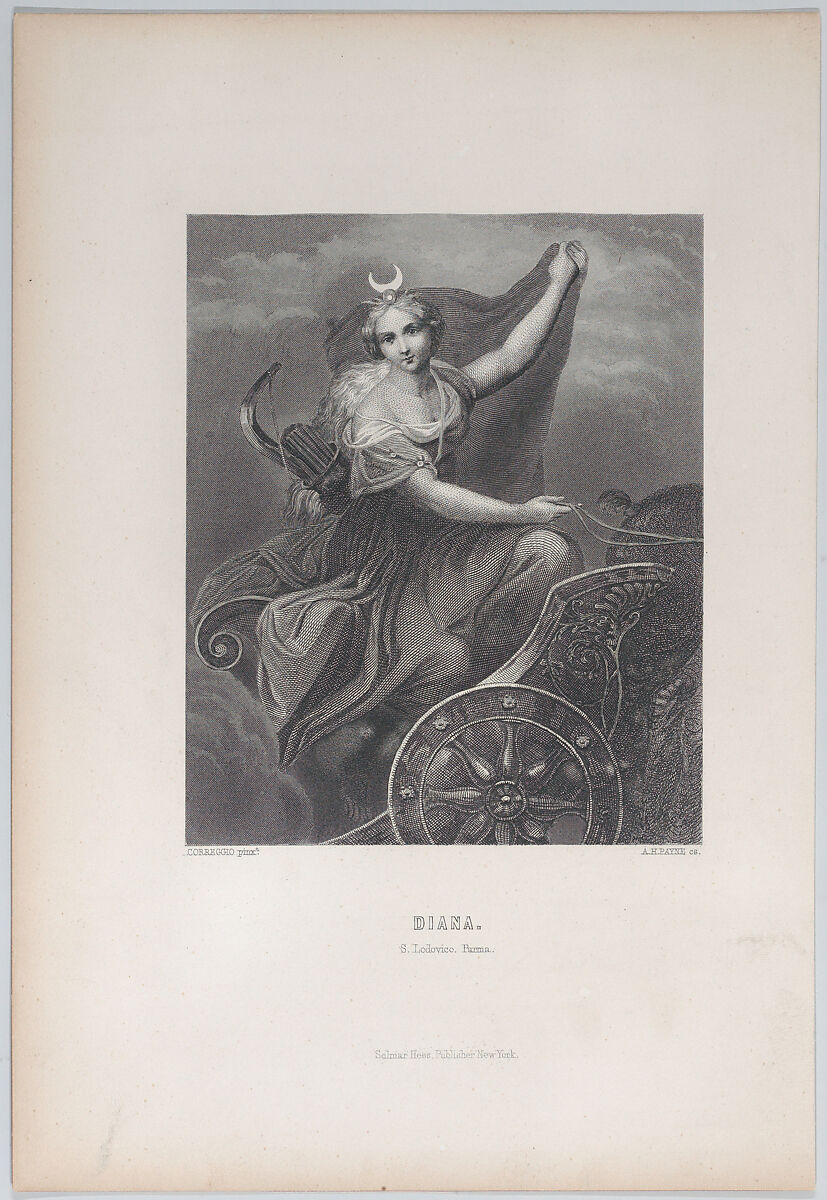 Diana on her chariot, Albert Henry Payne (British (active Germany), London 1812–1902 Leipzig), Engraving 