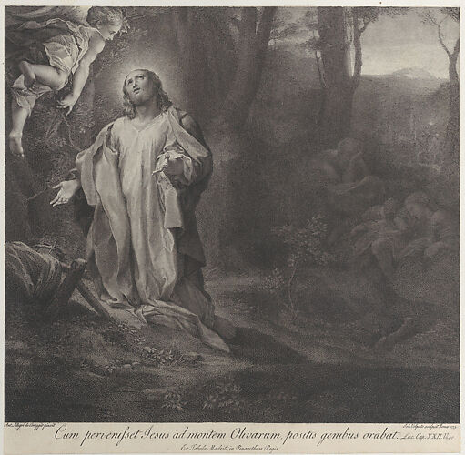 Christ on the Mount of Olives, with an angel at upper left