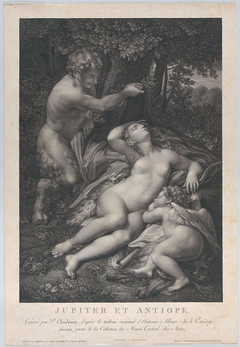 A satyr discovering the sleeping Venus, with Cupid lying at her side, Pierre Audouin (French, Paris 1768–1822 Paris), Etching and engraving 