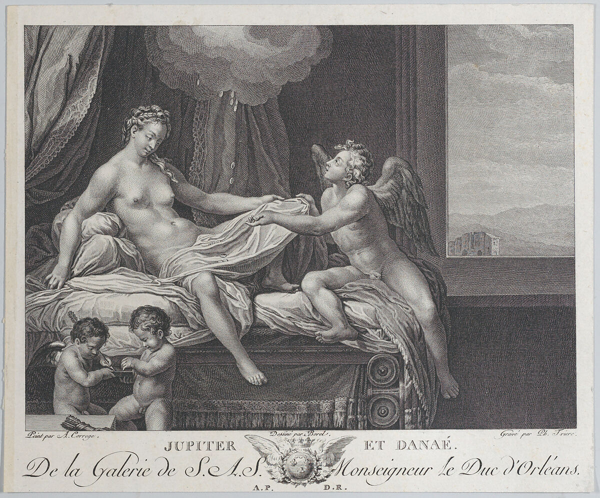 Jupiter and Danae, Philippe Trière (French, Paris 1756–1815 Paris), Engraving 