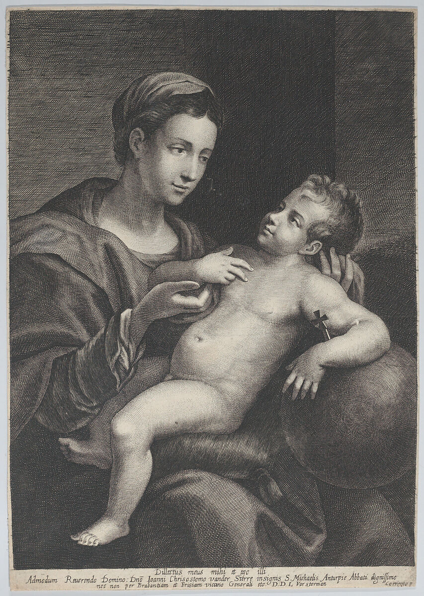 Virgin and Child, with the Christ child leaning against an orb, Lucas Vorsterman I (Flemish, Zaltbommel 1595–1675 Antwerp), Engraving 