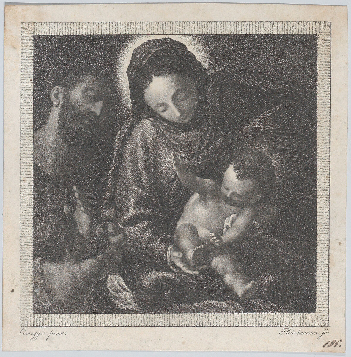 The Holy Family with Saint John the Baptist, Friedrich Fleischmann (German, Nuremberg 1791–1834 Munich), Engraving