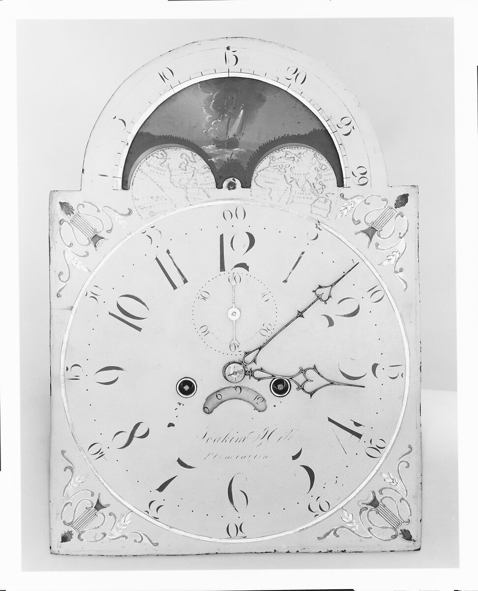 Tall Clock, Joakim Hill (1783–1869), Mahogany, maple, cherry, tulip poplar, white pine, American